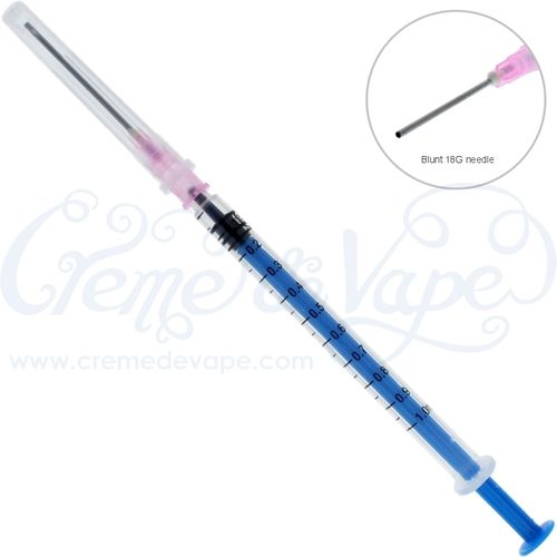 Blunt needle e-liquid syringe