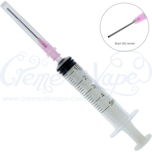 Blunt needle e-liquid syringe