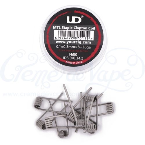 Speciality pre-built coils - 10pk - Ni80 MTL staple clapton 0.34Ω