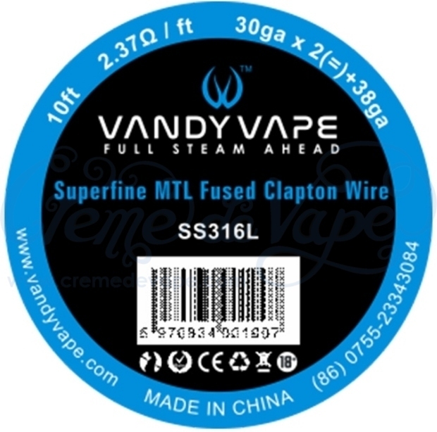 VandyVape Superfine MTL Clapton Draht – 10 Coils, SS316L, 0,65 Ohm, Perfekt Für MTL Vaper