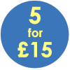 5 for £15