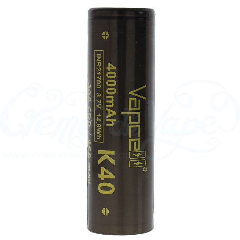 Vapcell K40 21700 4000mAh battery - Creme de Vape
