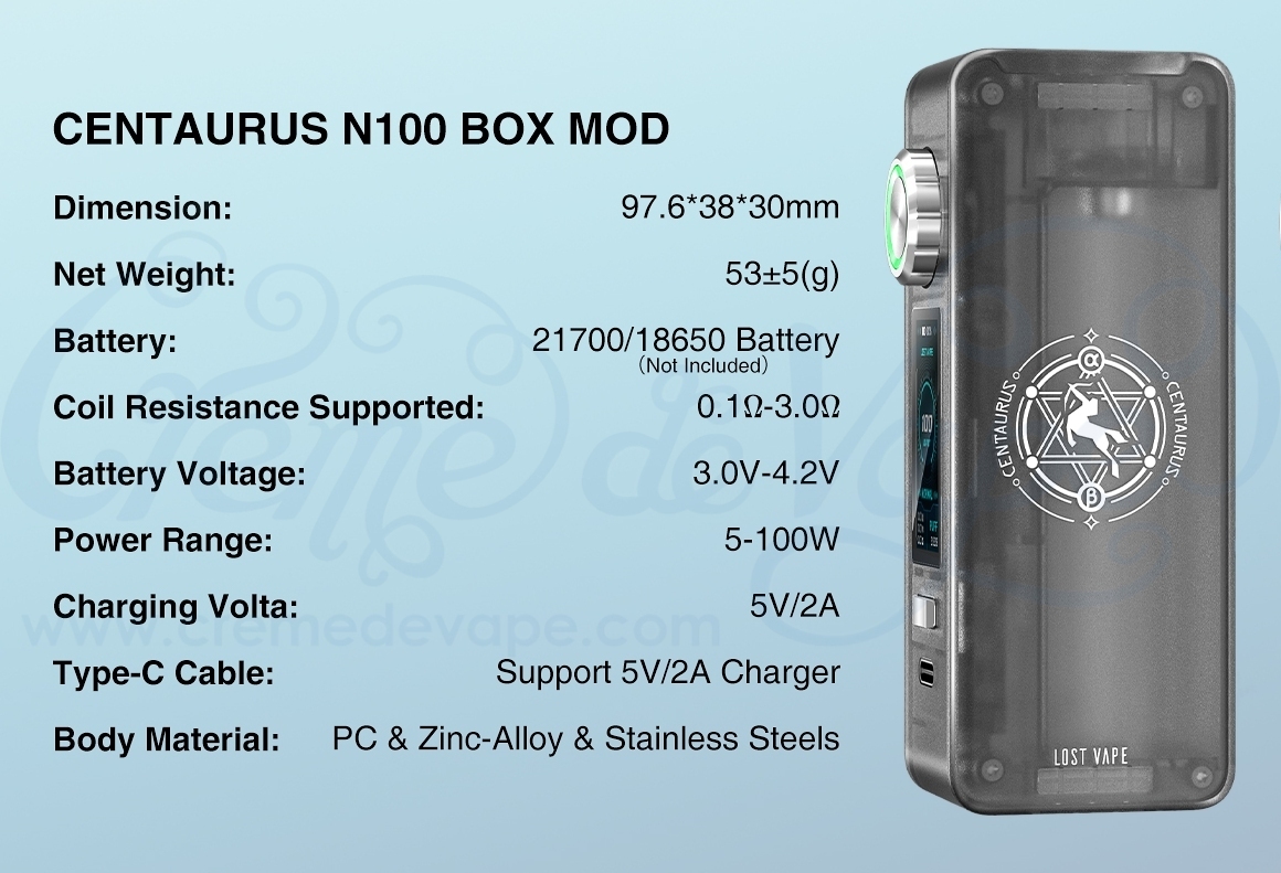 lost vape centaurus 100 Lost Vape Centaurus M100 Box Mod Kit main image 1