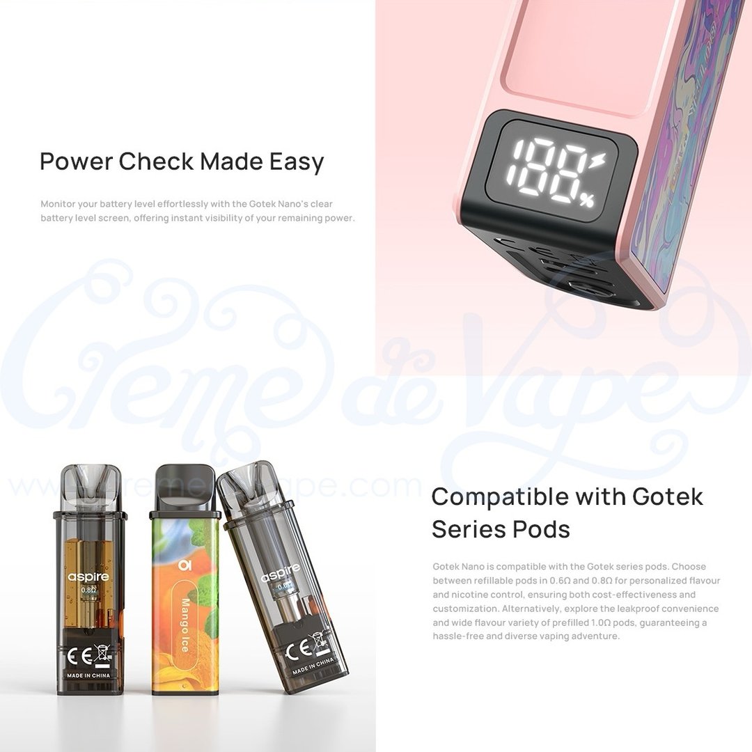 aspire gotek nano pod Aspire Gotek Nano Vape Kit | MTL + RDTL Vaping main image 1