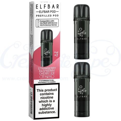 Strawberry Raspberry Cherry Ice Elf Bar 600 Pre-filled Pods - 2pk