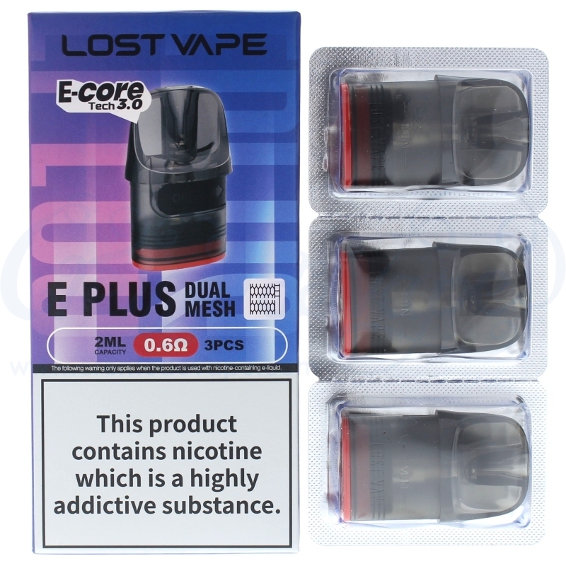 Lost Vape E Plus Cartridge E Plus Pods (3Pk) By Lost Vape Dual Mesh Pod